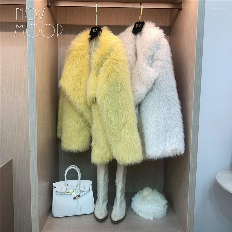 

Women' Fur Novmoop Faux Women Coat Sexy Girl Style Winter Season Hip Hop Match For Jeans And Long Dress LT3579, White