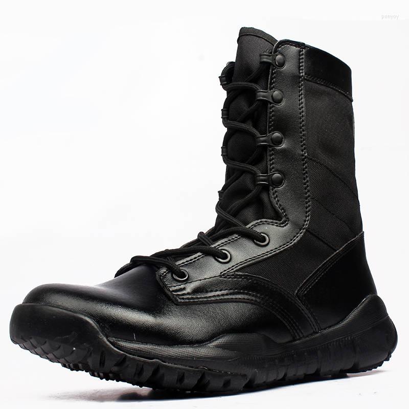

Boots Summer Super High Quality Mens Combat Tactical Lightweight Breathable Men's Platform Army Lace Up Male, Black