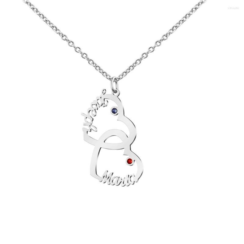 

Chains Personalized DIY Cross Double Heart Diamond Necklace Engraved Name Women's Clavicle Stainless Steel Pendant Necklaces
