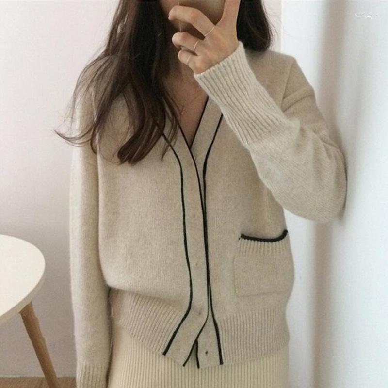 

Women's Knits 2022 Autumn Winter Women's Sweaters Loose Casual Fashionable Knitwear Korean Knitted Ladies Button Cardigans CL578, Beige