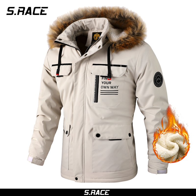 

Mens Jackets Winter Warm Fleece Thick Windbreaker Coat Parkas Fashion Fur Collar Detachable Hooded Waterproof 221206, Army
