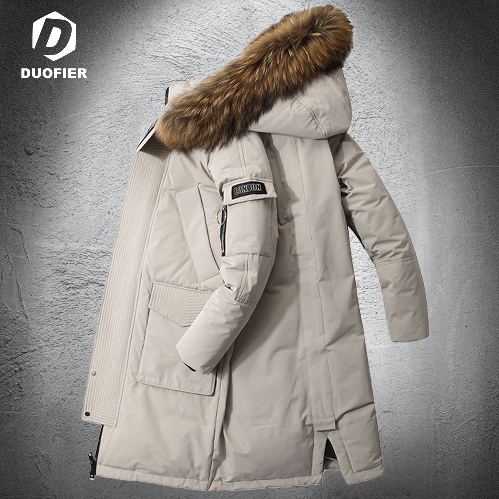 

Men's Down Parkas Jacket Fashion Outdoor Workwear Style Long Puffer Jackets Faux Fur Collar Thick Warm Winter White Duck Coats 221206, Kcd790black