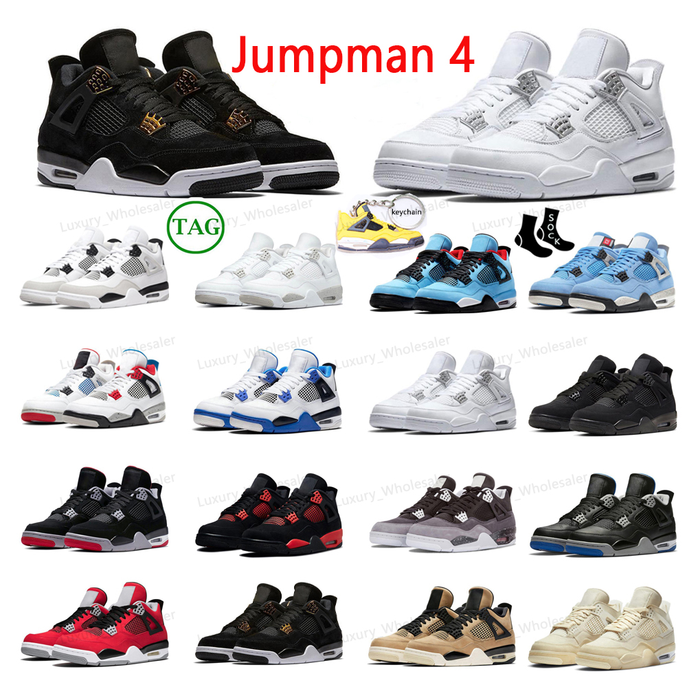 

Designer sneaker jumpman 4 basketball shoes for Military Black Cat red thunder Royalty White Oreo Cactus Jack Blue Cool Grey men women, Neon