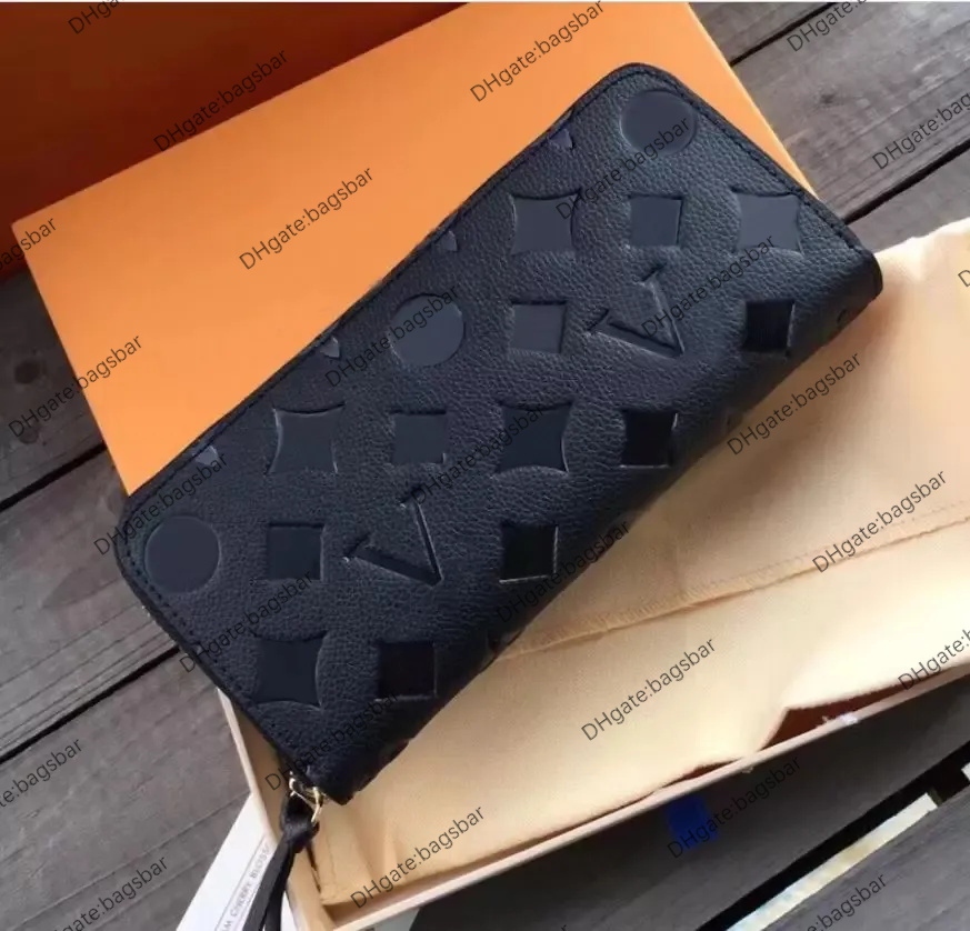 

Fashion Designer Women Clutch Wallet Embossed Flowers Genuine Leather Purses Single Zipper Wallets Lady Long Louiseity Purse Viutonity with orange Box Card 60017, Coin purse (no logos;vey samll )