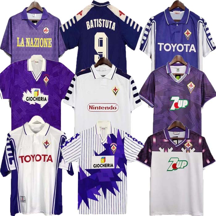 

FiorentinaS 93 94 95 Retro Soccer Jerseys EDMUNDO BATISTUTA RUI COSTA Fiorentina Home away Football Shirt Camisas de Futebol 89 90 91 92 96 97 98 99 00, Black