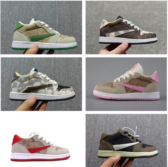 

2023 Kids Sneaker Low Cut Collaboration Fragments Military Blue Grey Retros Infant Toddler Shoes, #1