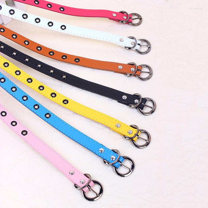 

Belts Child Pu Leather Candy Color Waist Classic Boys Girls Waistband Fashion Alloy Buckle Leisure Strap Belt, White