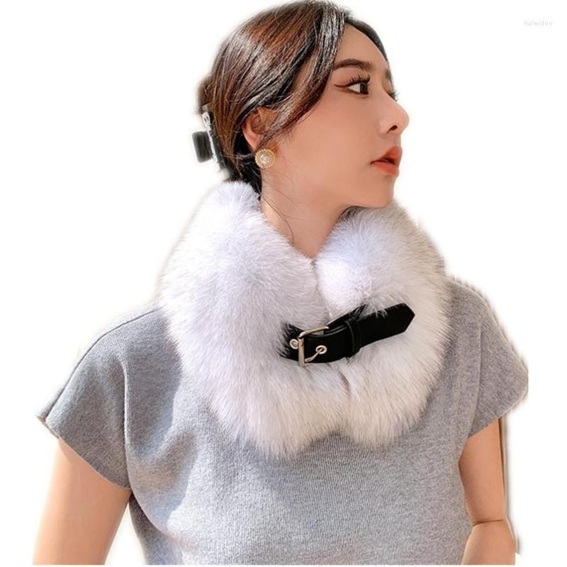 

Scarves Real Fur Collar Fluffy Scarf For Women Warm Soft Belt Wraps Purple Winter Accessories