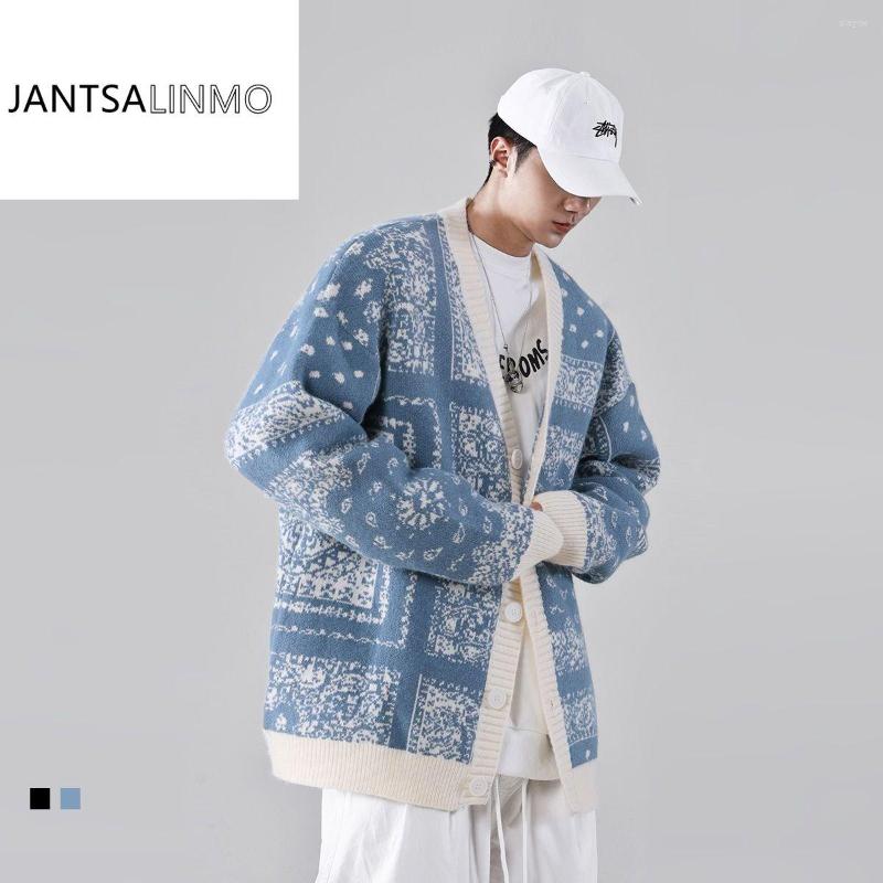 

Men' Sweaters Autumn 2022 Light Luxury Fashion Cardigan Sweater Men Loose Korean Knitwear Jacket Top Boutique Clothing Simple Style, Blue