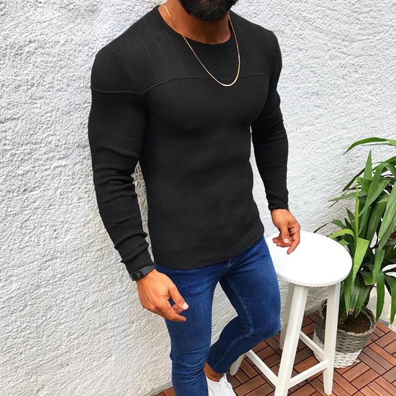 

Men' Sweaters 2022 Men' Personality Slim Fit Elegant Casual Round Neck Autumn Winter Streetwear Tough Guy Knitted Pullover Top, Black