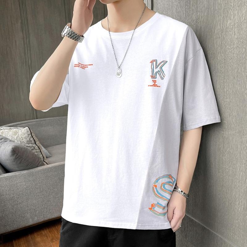 

Men's T Shirts Tshirt For Men Casual Streetwear Fashion Clothing Patchwork O-neck Slim Fit Clothes Summer Tops Short Sleeves, Blue