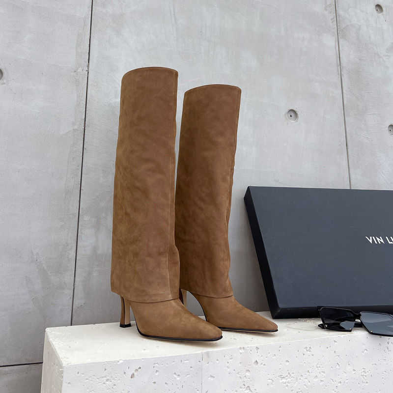 

Niche design sense high boots pointed fine heel high heel but knee boots knight boots female 221207, Middle barrel height 26cm+black-one mile