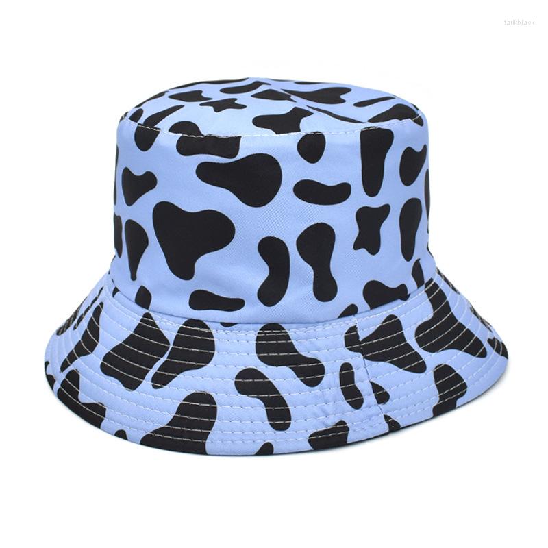 

Berets Summer Bucket Hat Dairy Cow Striped Print Fisherman Hats Cap Hip Hop Outdoor Travel Panama Sun Caps For Men Women Fashion