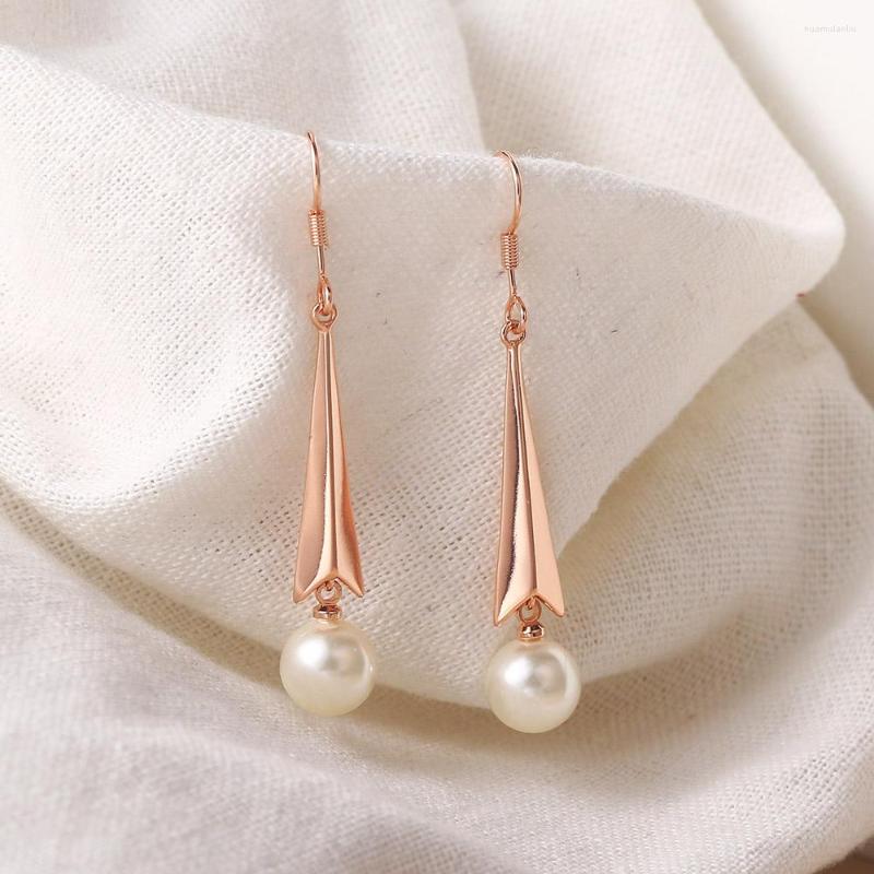 

Dangle Earrings ZHOUYANG Imitation Pearls For Women Aesthetic Cute Rose Gold Color Piercing Earing Wedding Bride Wholesale Jewelry E188