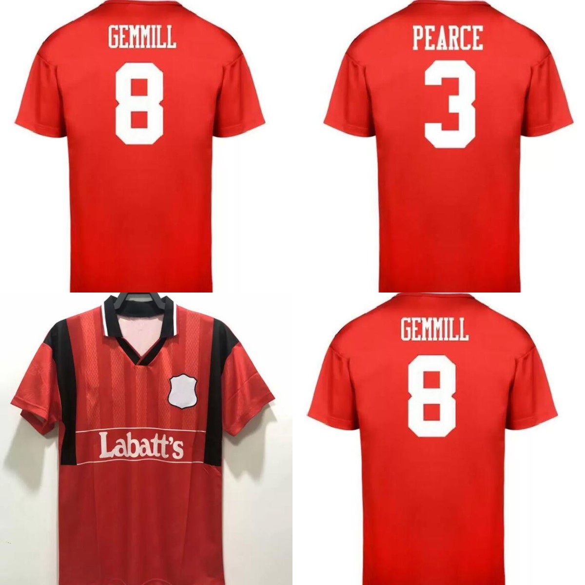 

1979 94-95 COLLYMORE PEARCE Mens Retro Soccer Jerseys GRABBAN LOLLEY MCKENNA GEMMILL LEE Home Football Shirt, Red