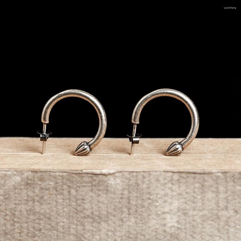 

Hoop Earrings DarVamGoth1573 925 Sterling Silver Minimalist Punk Medieval Semicircle Ear Nails Are Exempt From Transport