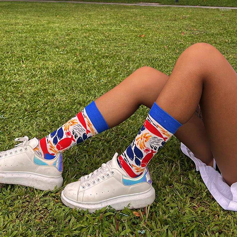 

Women Socks FINETOO 1 Pairs Crystal Lace Summer Transparent Silk Girl Painted Color Elastic Invisible Long Female Sox, Style 7