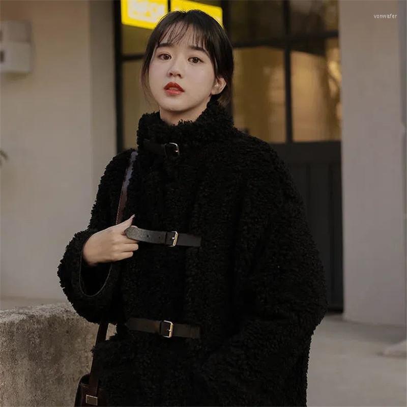 

Women' Fur Lamb Jackets Women' Winter 2023 Coat Korean Version Loose Thickened Jacket Long One Particle Female Overcoat Tide, White