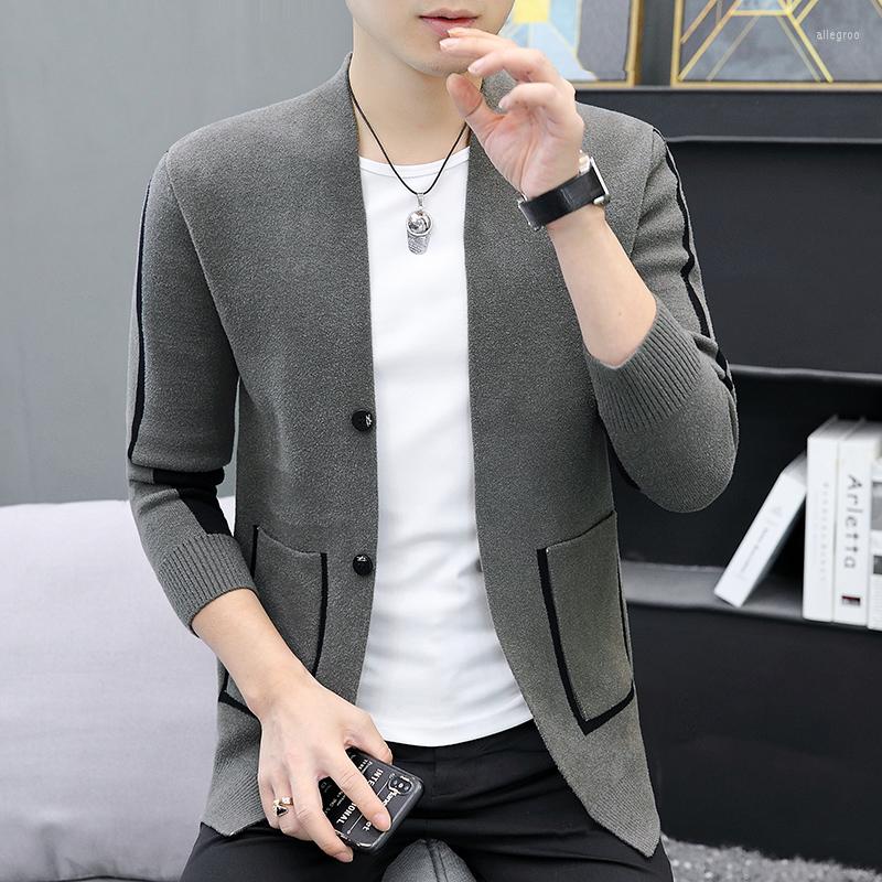 

Men's Sweaters Autumn Winter Pocket Men Cardigan Fashion Brand Designer Plus Size England Style Spliced Color Knit Jacket, Gray