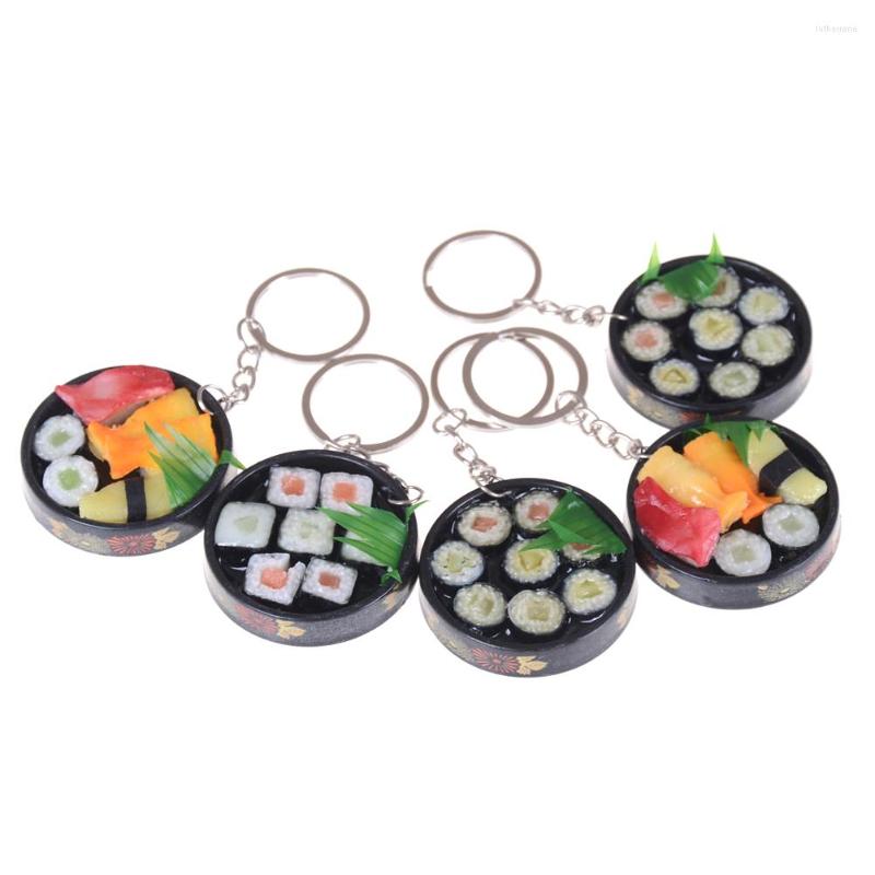 

Keychains Fashion Plastic Food Keychain Toys Simulation Sushi Plate Model Key Ring Box Gift Chain Unisex