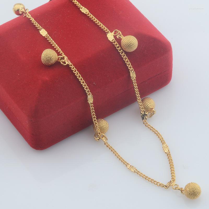

Anklets Seval Style Women Ladies Yellow Gold Color Link Ball Heart Chains