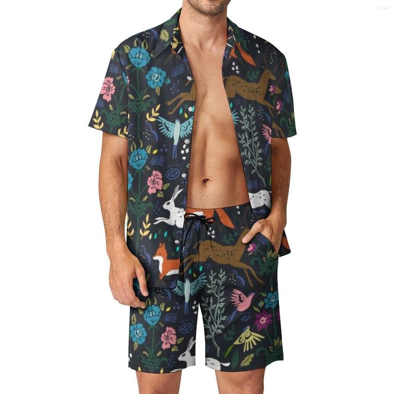

Men's Tracksuits Mystic Forest Men Sets Woodland Print Casual Shorts Beachwear Shirt Set Hawaii Graphic Suit Short Sleeve Oversized, Style-11