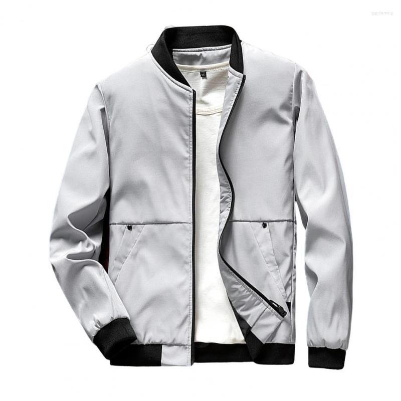 

Men's Jackets 2022 Men's Business Coat Spring Autumn Men Jacket Solid Color Stand Collar Korean Bottom Warm Zipper Outerwear Streetwear, Black