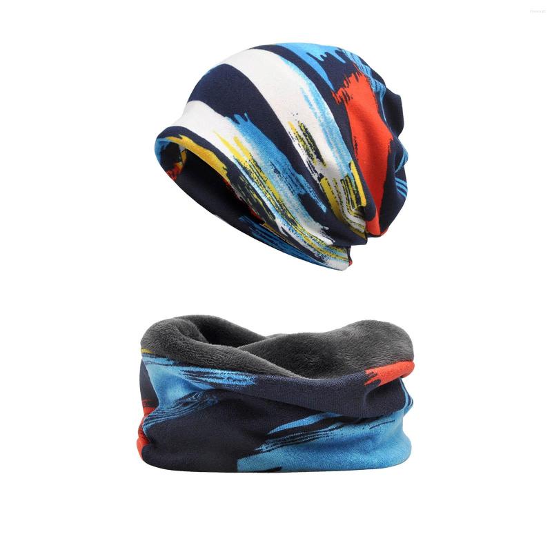 

Berets Leather Trapper Hat For Men Women&Men Winter Slouchy Knit Warm Hats Scarf Dual Purpose Knitted Wool Ear Protection Women, Blue