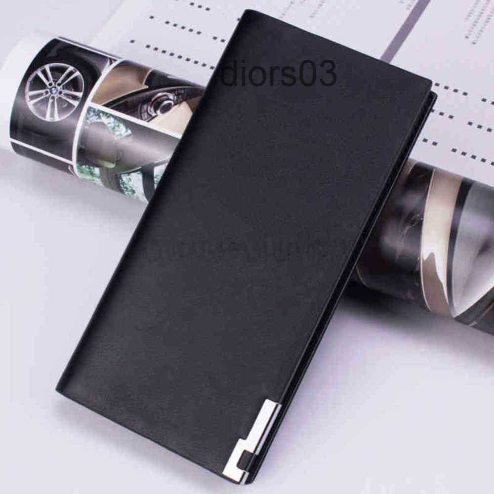 

Long Card cc Wallet Mini New for Men Ultra Thin Leather Wallet Genuine Mens Business Simple Wallet Handbag Bag, Black blue edge short