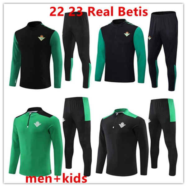 

2022/23 Real betis tracksuit soccer jerseys kids men training suit 2022/2023 BETIS chandal futbol survetement foot maillot de, Black