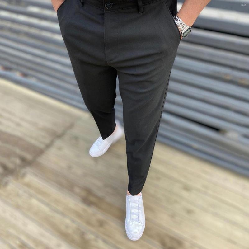 

Men's Pants Men Casual Business Versatile Fashion Stretch Social Pencil Soild Color Slim Fit Small Feet Suit Trousers, Dark grey