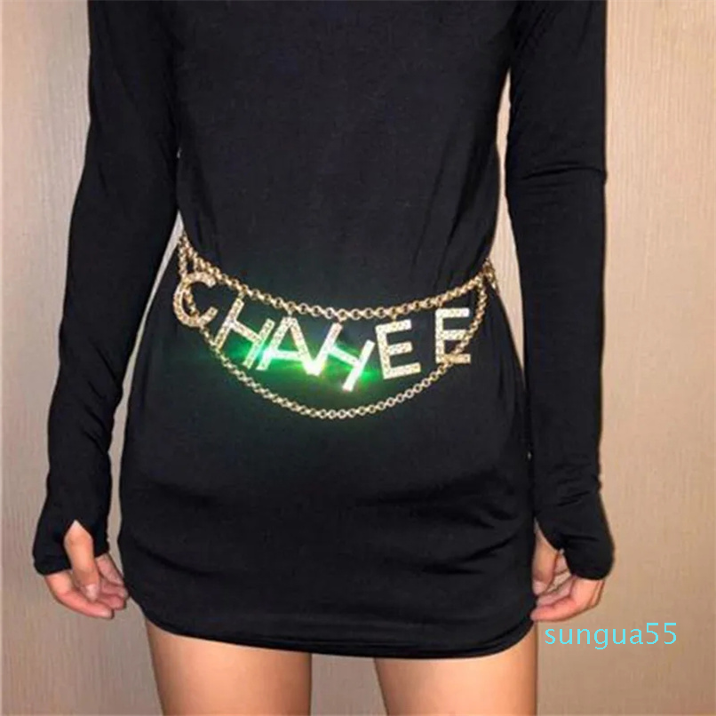 

Belts Fashion Womens Diamond Waist Chain Waistband Designer Belts Golden, Multi