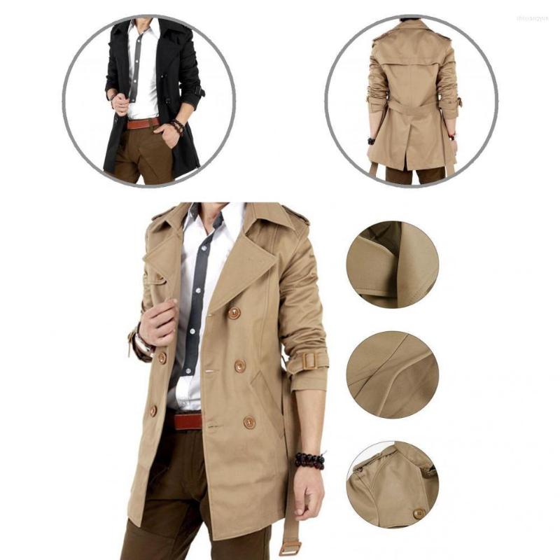 

Men's Jackets Slim Trendy All Match Men Trench Streetwear Autumn Jacket Double-breasted For Dating, Black