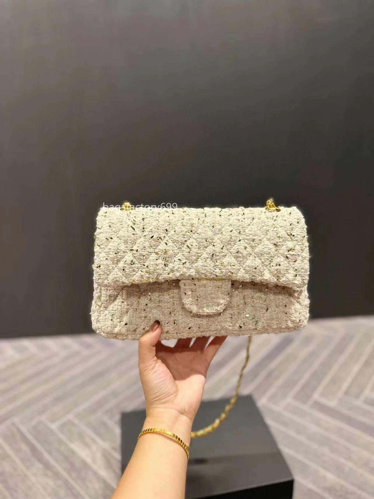 

CC Bag Wallets Classic Double Flap Tweed Quilted Rectangle Bags Gold Hardware Matelasse Chain Crossbody Shoulder Designer Multi Pochette Lar, Peach