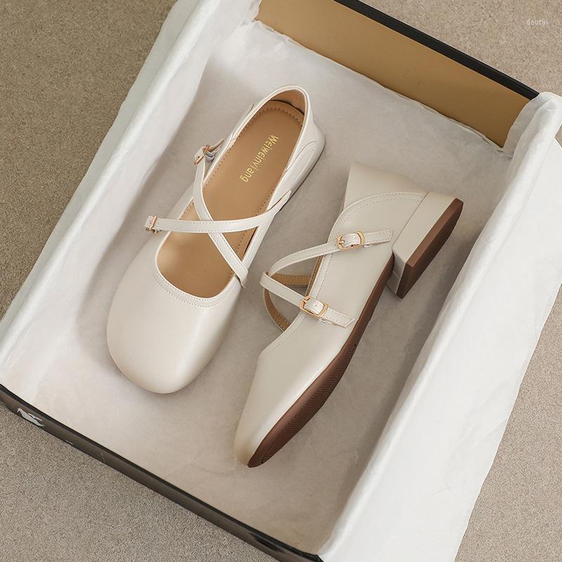 

Dress Shoes Round Toe Thick Bottom Mary Jane Women's 2022 Summer Soft Heel Single Large Size, 02