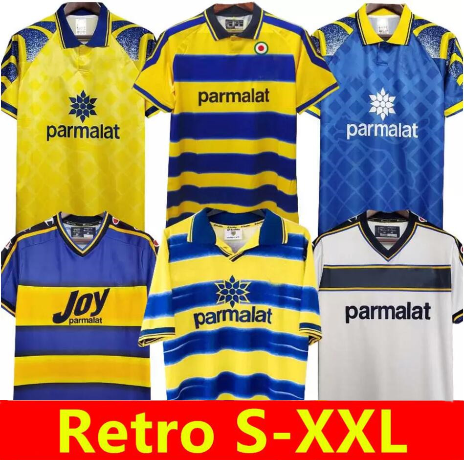 

95 97 98 99 2000 Parma Retro soccer Jersey Home 98 99 00 FUSER BAGGIO CRESPO ORTEGA CANNAVARO Football shirt BUFFON THURAM futbol camisa, 95/97 jeresy