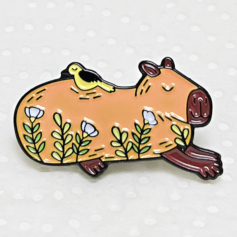 

Cute animal cartoon capybara brooch badge gift bag accessories pin, As picture