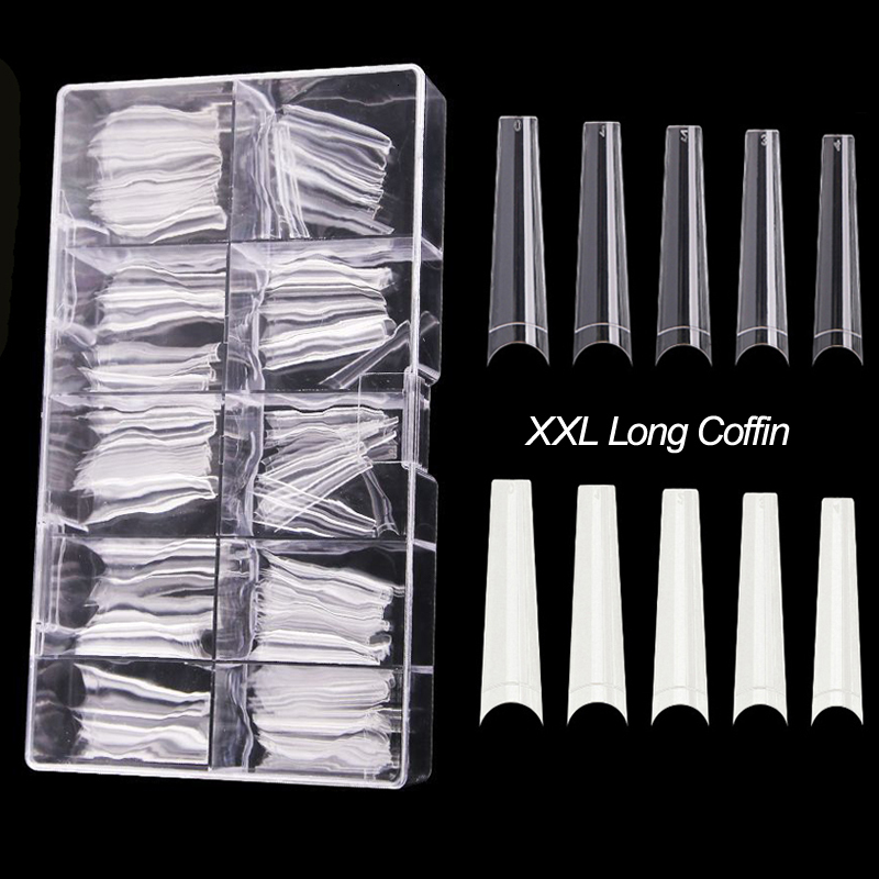 

Nail Practice Display XXL Long Nail Tips 550 PcsBox C Curve Coffin Tips Cool Half Cover Acrylic French Fake Nails DIY Salon Supply Wholesale 221206