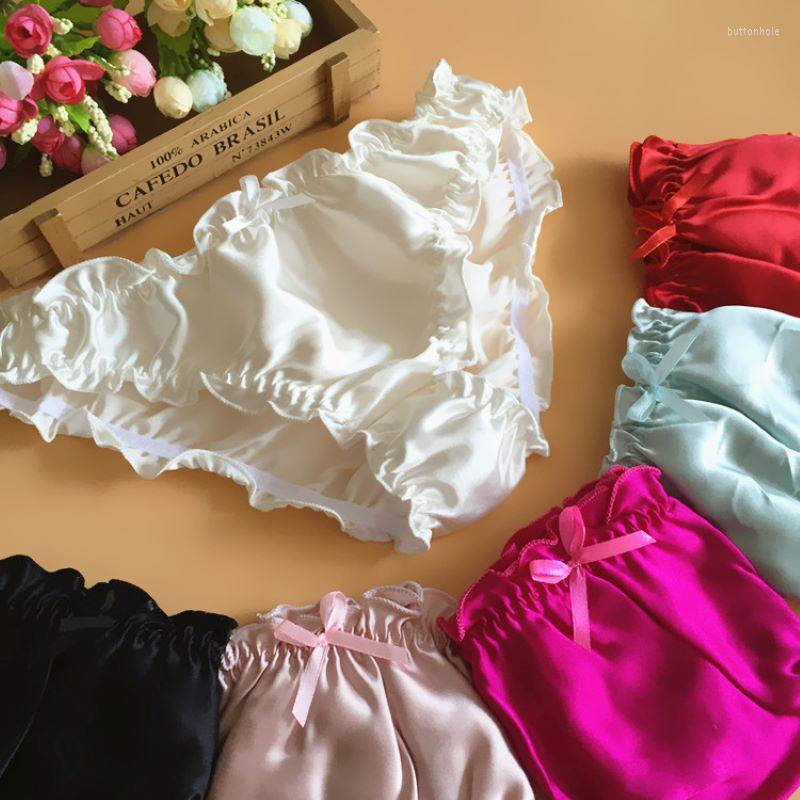 

Women's Panties 6pcs/lot Quality Women's Mulberry Silk Female Ruffle Briefs, Black