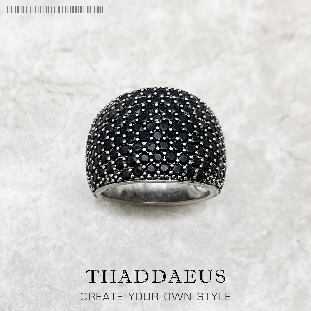 

Solitaire Ring Black Pave Cocktail Europe Style Fine Jewerly For Women Men Spring Vintage 925 Sterling Silver Gift 221206