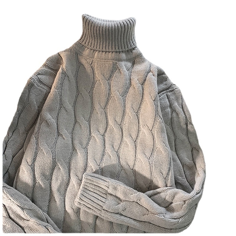 

Men' Sweaters Autumn Winter Thick Solid Color Turtleneck Collar Long Sleeve Warm Basic Classical Knit 221206, White
