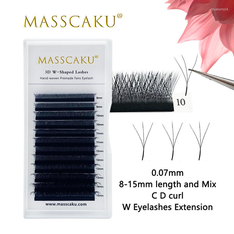 

False Eyelashes MASSCAKU W Shape Bloom 3D Premade Fans Faux Russian Clusters Soft Light Individual Lashes Eyelash Extension Makeup