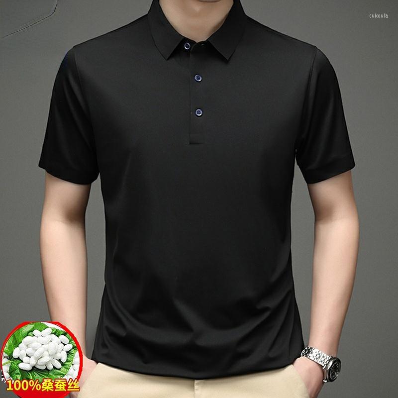 

Men's T Shirts Mulberry Men 2023 Summer Short-sleeved T-shirt Trend Business Casual Silk Polo Tees M-4xl, Fu 2258 purple red