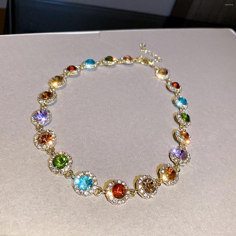 

Chains Colorful Crystal Choker Necklace Rhinestones For Mother Gift