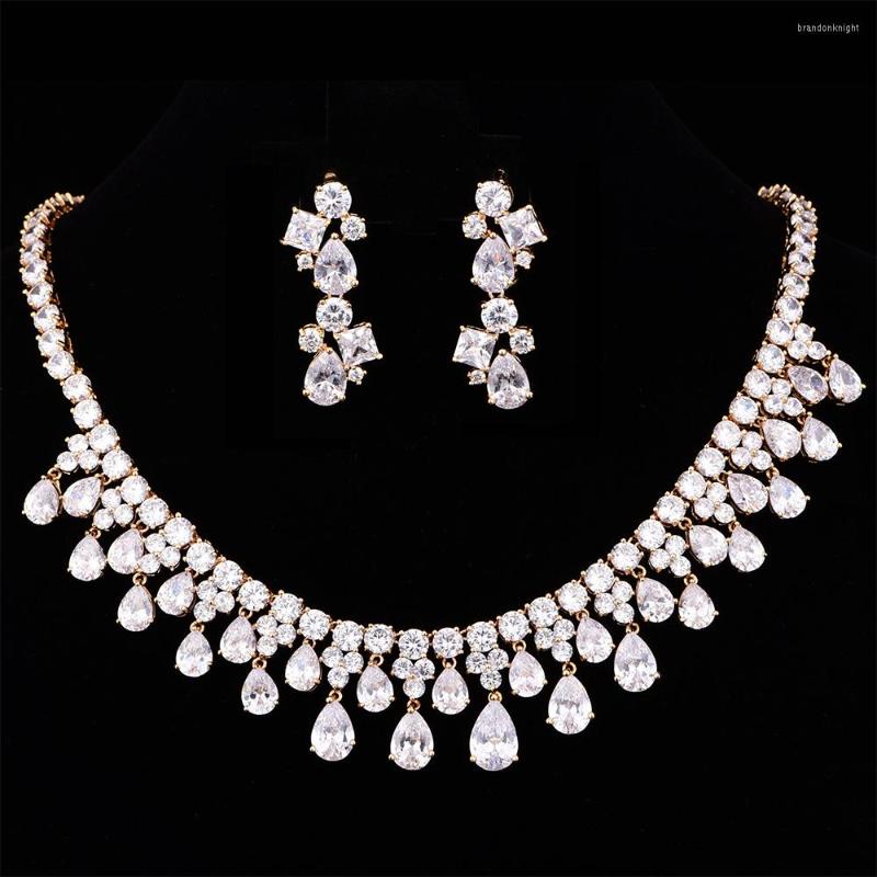 

Necklace Earrings Set Arrival Cubic Zirconia Wedding For Women Bride Earring Party Jewelry CZL-6130, Picture shown