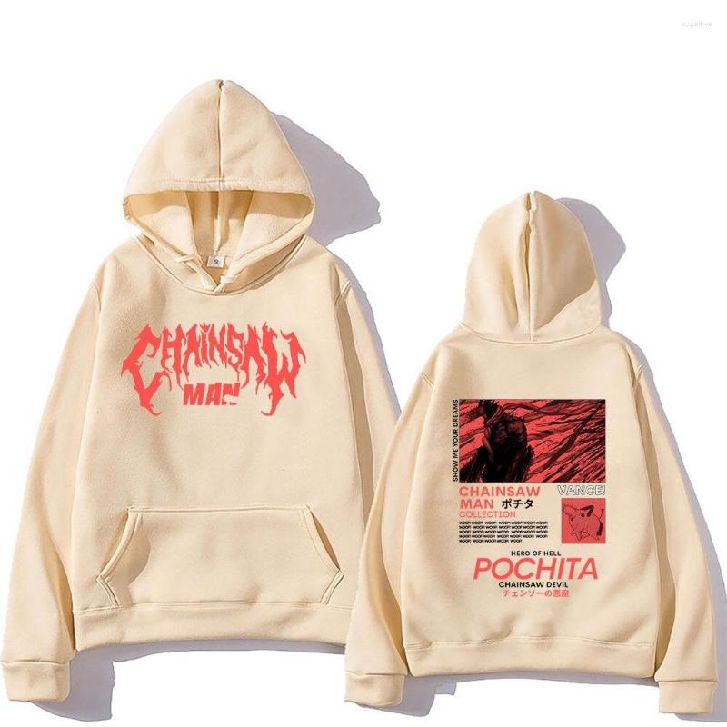 

Men's Hoodies Japanese Anime Chainsaw Man Hoodie Print Manga Sweatshirt Men Women Fashion Clothes Loose Streetwear, White