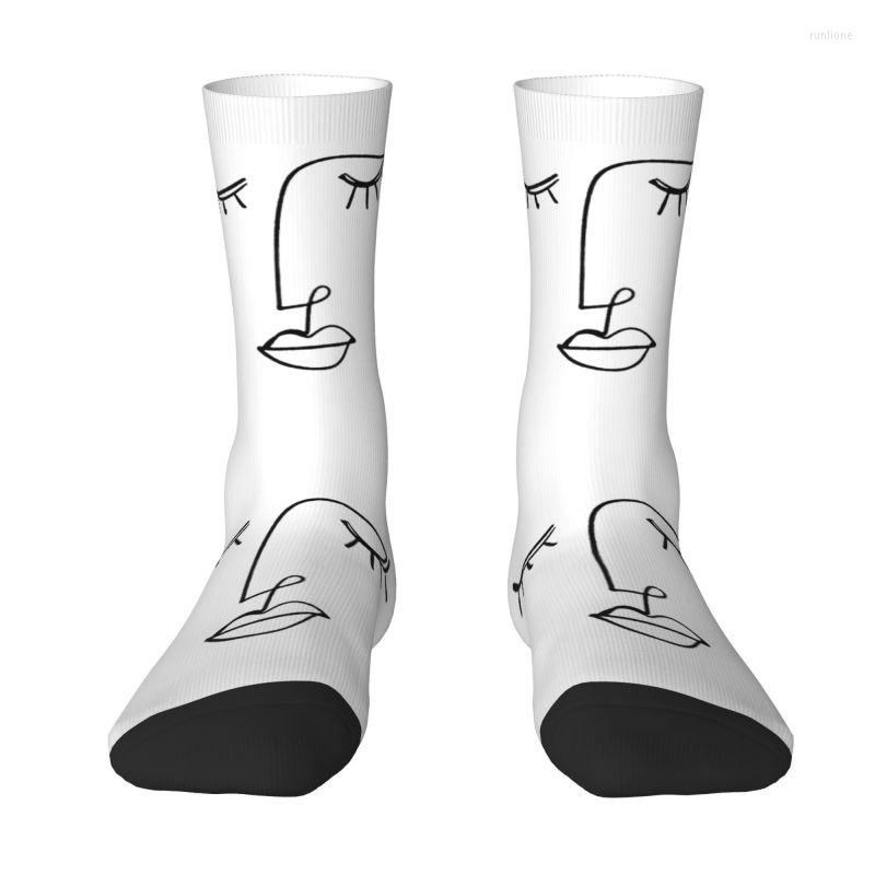

Men's Socks Fun Mens One Line Face Art Dress Unisex Warm Comfortable 3D Print Pablo Picasso Crew
