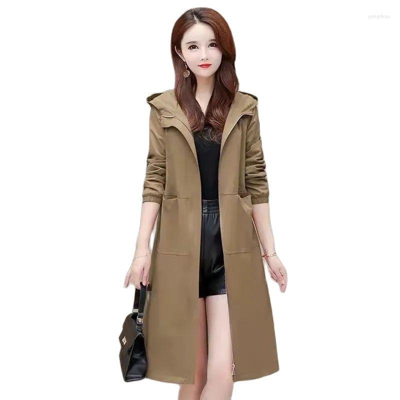 

Women's Trench Coats High Quality Coat Female Korean Fashion Mid-Length Casual Hooded Windbreaker Women 2022 Spring Autumn Outerwear, Red
