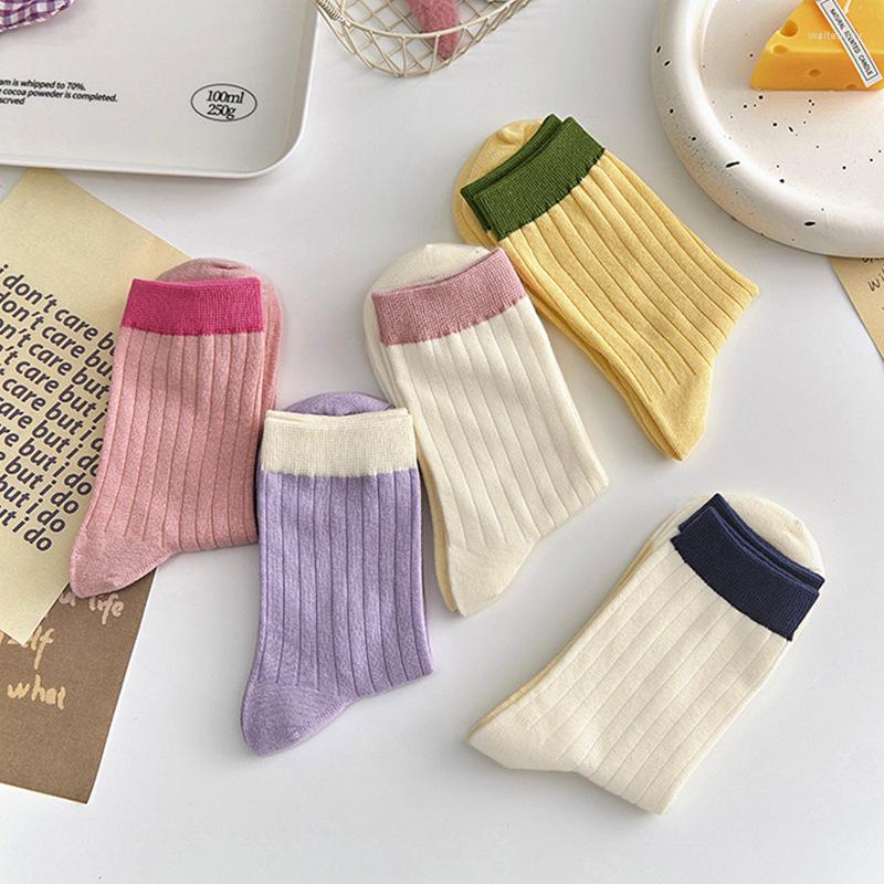 

Women Socks Candy Color Woman JK Japan Style Girls Students Long Fashion Solid Cotton Knitting Harajuku Vintage Crew