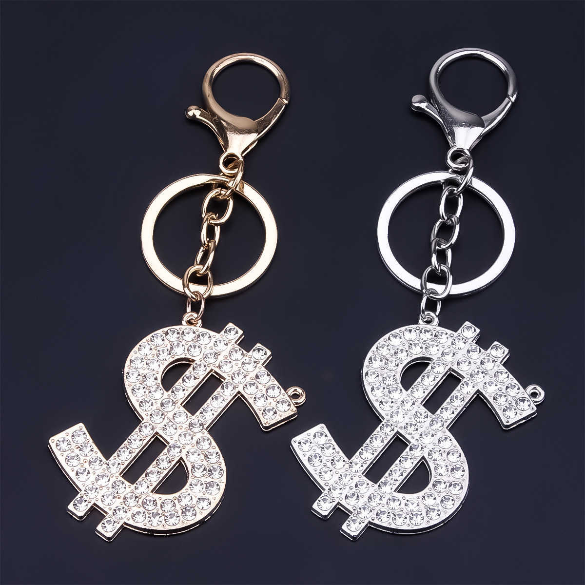 

US Dollar Keychain Money American Sign Symbol Silver Color Keyring Key Holder Chain Ring Stainless Steel Jewelry Whole